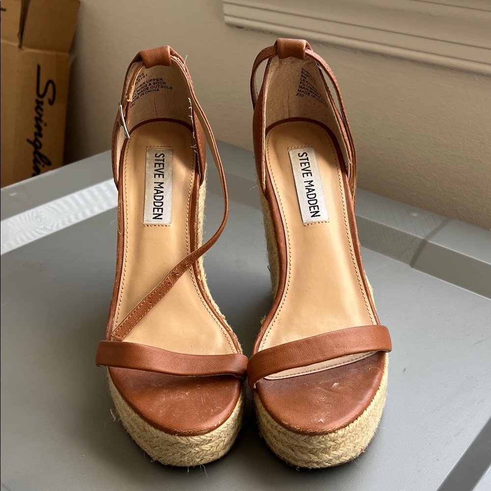 Steve Madden Tan/Brown Espadrille Wedge Sandals